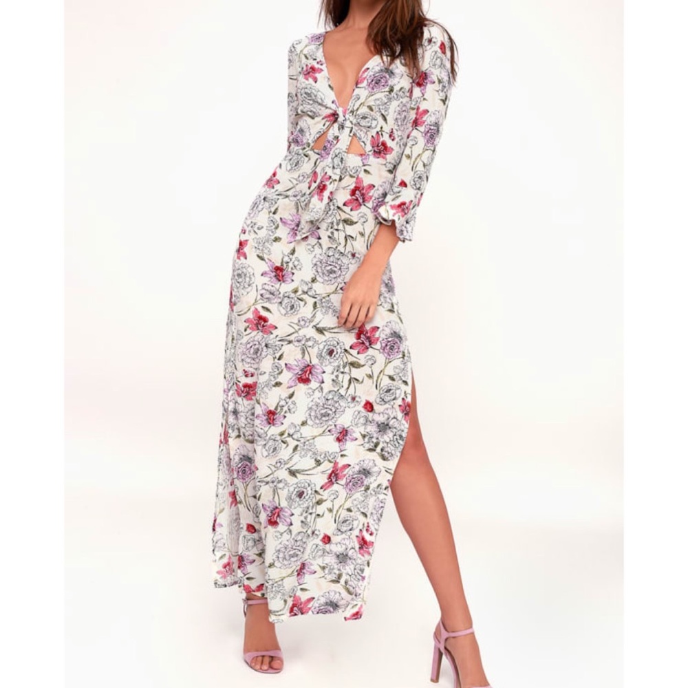 Billabong Floral Maxi Dress - White and Pink #123